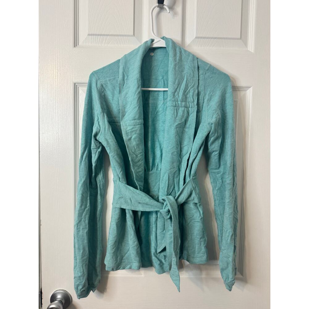 Lululemon Teal Blue Knit Wrap Sweater Cardigan Sz: 4